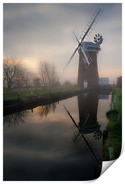 Reflecting on Horsey Mill Print by Stephen Mole