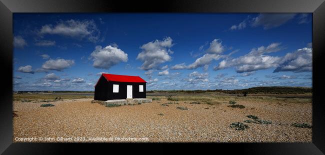 Red Roofed Hut at Rye Harbour Framed Print by John Gilham
