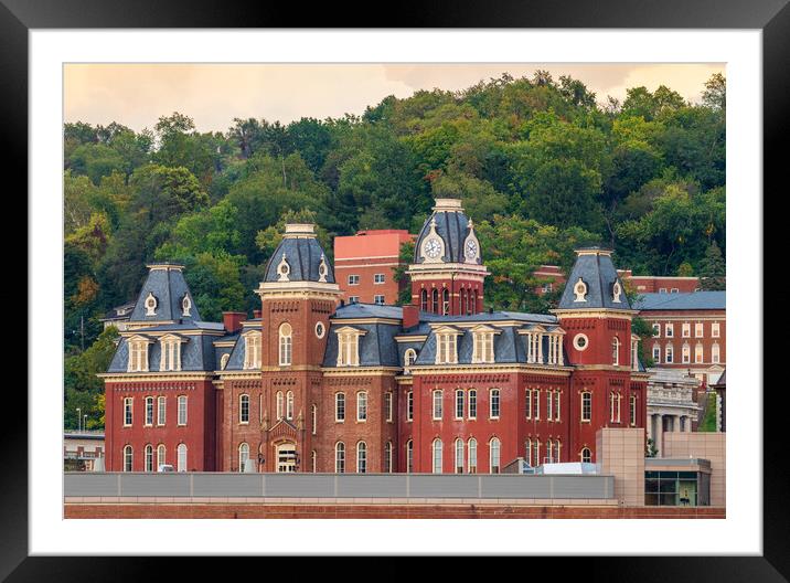 Woodburn Hall at sunset in Morgantown WV Framed Mounted Print by Steve Heap