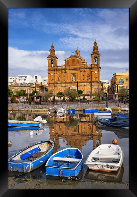 Msida Marina And St Joseph Church In Malta Framed Print by Artur Bogacki