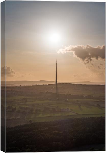 Emley Moor Sunset Canvas Print by Apollo Aerial Photography