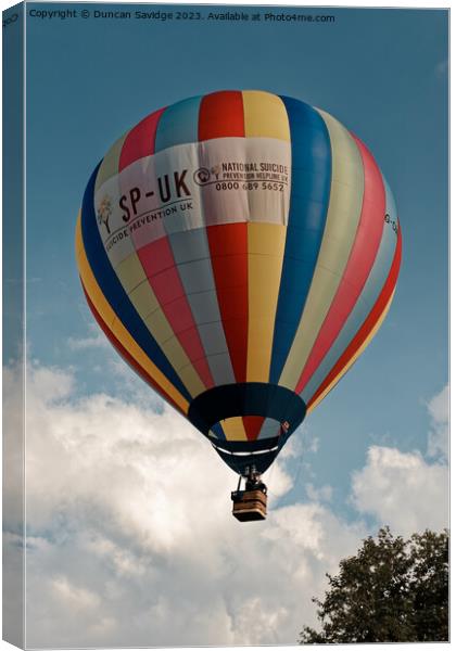 Able Scaffolding suicide prevention balloon Canvas Print by Duncan Savidge
