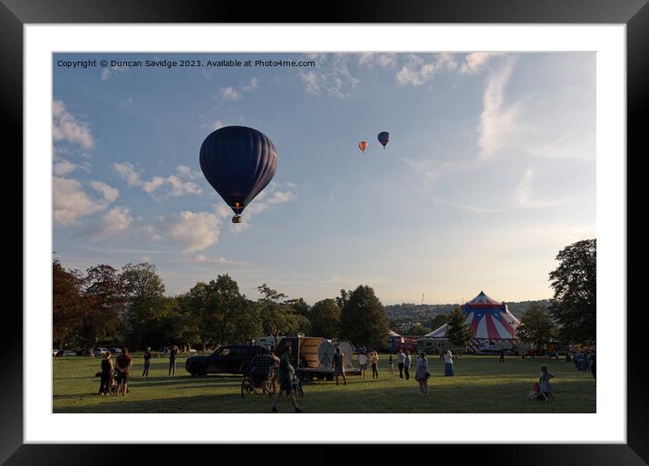 Hot air balloons launching from Bath Royal Victoria Park Framed Mounted Print by Duncan Savidge