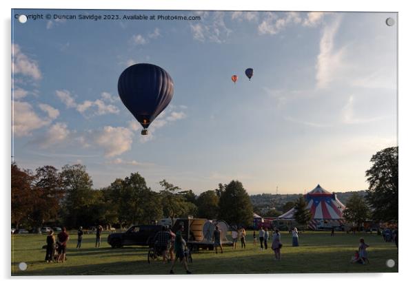 Hot air balloons launching from Bath Royal Victoria Park Acrylic by Duncan Savidge