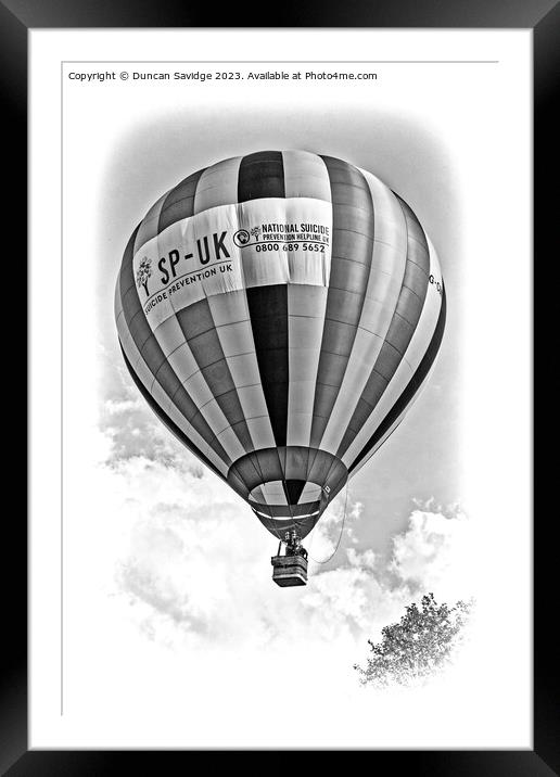 Abstract digital scetch of hot air balloon Framed Mounted Print by Duncan Savidge