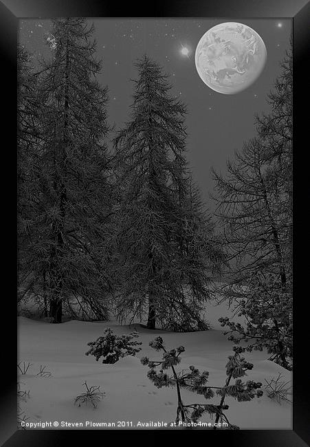Moonlit mountain Framed Print by Steven Plowman