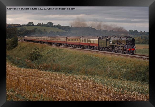 Braunton Steam train on the bank Framed Print by Duncan Savidge