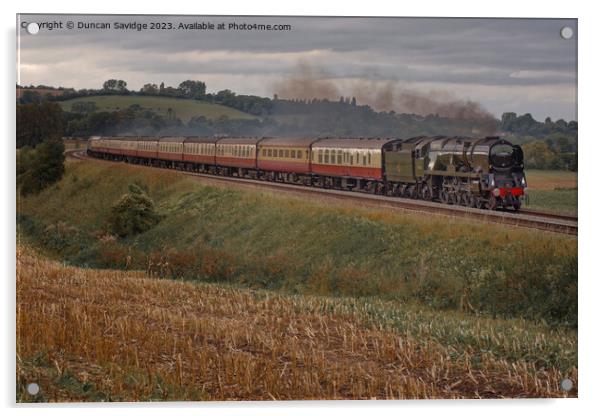 Braunton Steam train on the bank Acrylic by Duncan Savidge