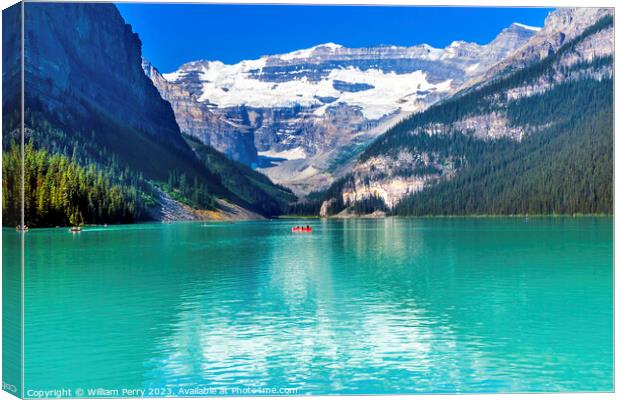 Lake Louise Mountains Banff National Park Alberta Canada Canvas Print by William Perry