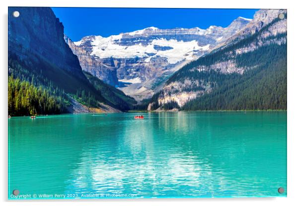 Lake Louise Mountains Banff National Park Alberta Canada Acrylic by William Perry