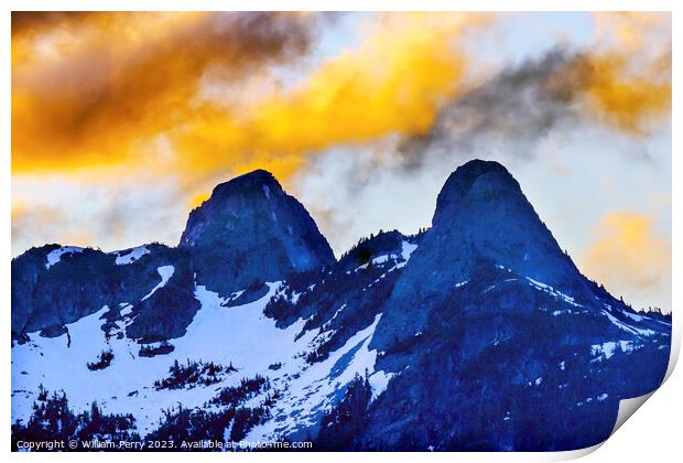 Sunset Clouds Two Lions Mountains Vancouver British Columbia Print by William Perry