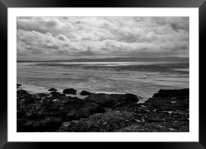 The Coast around St. Ives Bay (mono) Framed Mounted Print by Derek Daniel