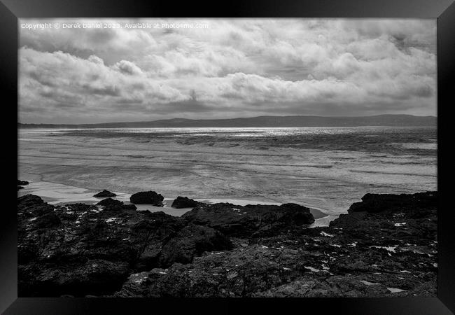 The Coast around St. Ives Bay (mono) Framed Print by Derek Daniel