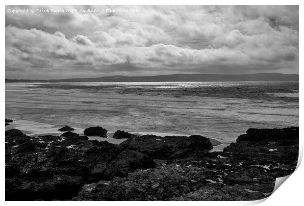 The Coast around St. Ives Bay (mono) Print by Derek Daniel