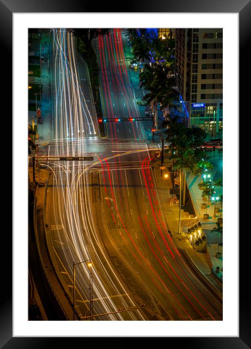 Miami Lights Framed Mounted Print by Gareth Burge Photography