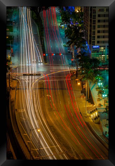 Miami Lights Framed Print by Gareth Burge Photography