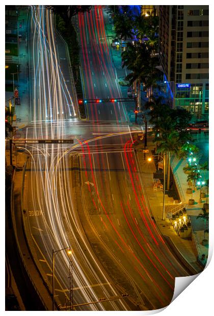 Miami Lights Print by Gareth Burge Photography