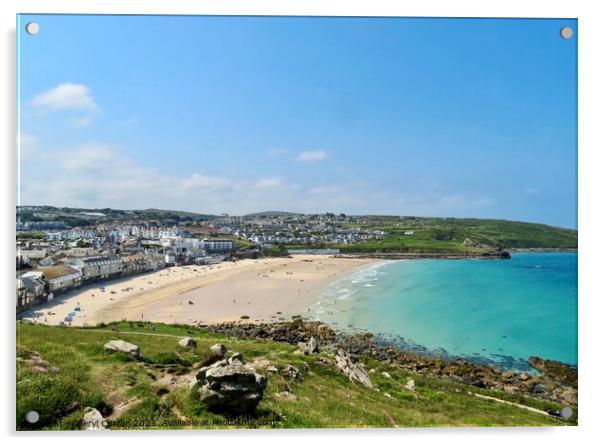 Porthmeor Beach St Ives Cornwall  Acrylic by Beryl Curran