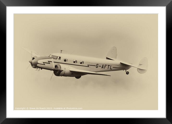 Lockheed Electra Junior Vintage Record Breaker Framed Mounted Print by Steve de Roeck