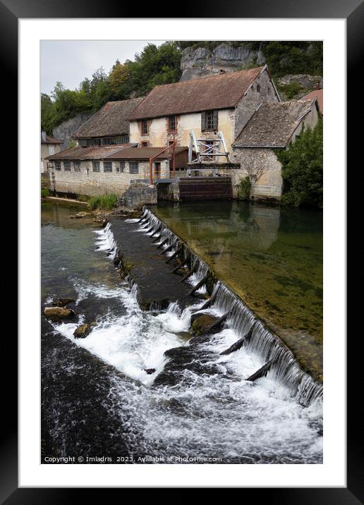 Weir on the River Loue,  Lods, France Framed Mounted Print by Imladris 