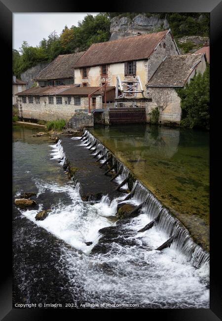 Weir on the River Loue,  Lods, France Framed Print by Imladris 