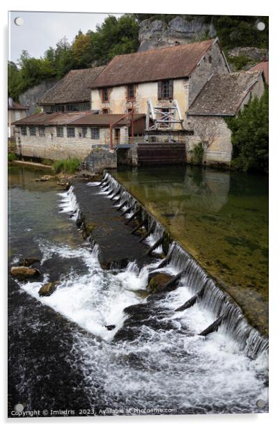 Weir on the River Loue,  Lods, France Acrylic by Imladris 