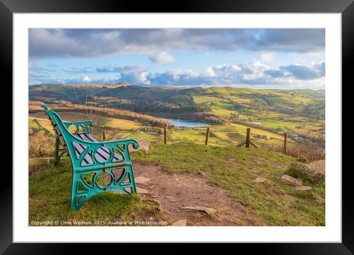 Teggs Nose view looking over Trentabank reservoir Framed Mounted Print by Chris Warham