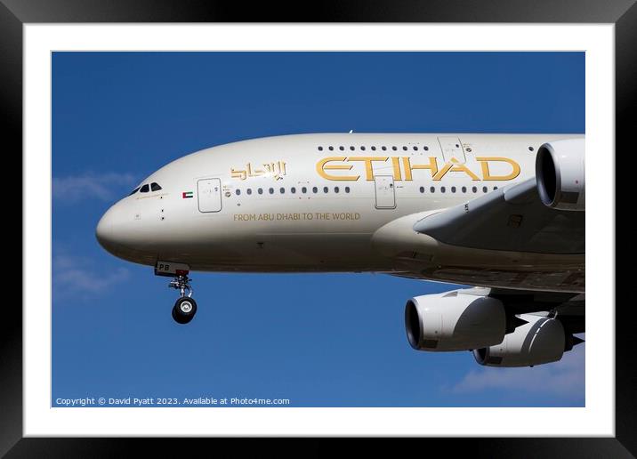 Etihad Airways Airbus A380 Framed Mounted Print by David Pyatt