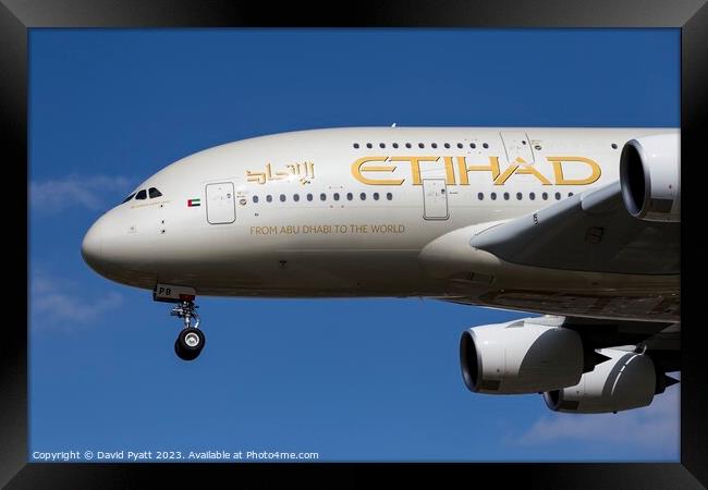 Etihad Airways Airbus A380 Framed Print by David Pyatt
