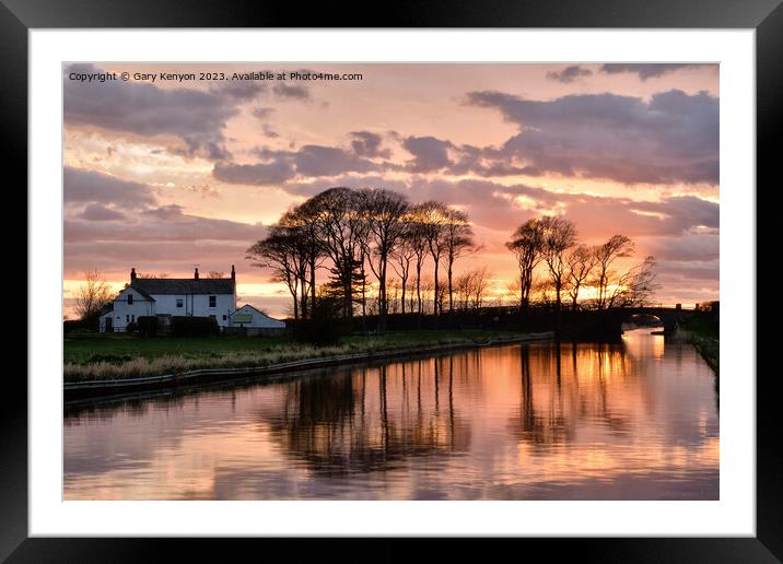 Sunset over the Lancaster Canal  Framed Mounted Print by Gary Kenyon