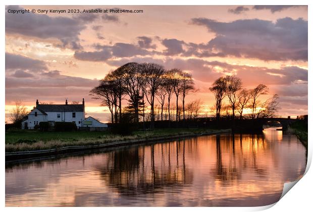 Sunset over the Lancaster Canal  Print by Gary Kenyon