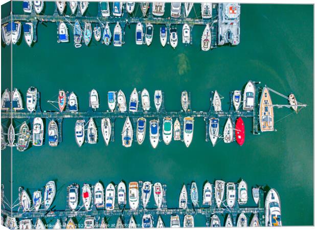Boat Filled Marina. Canvas Print by Mike Shields
