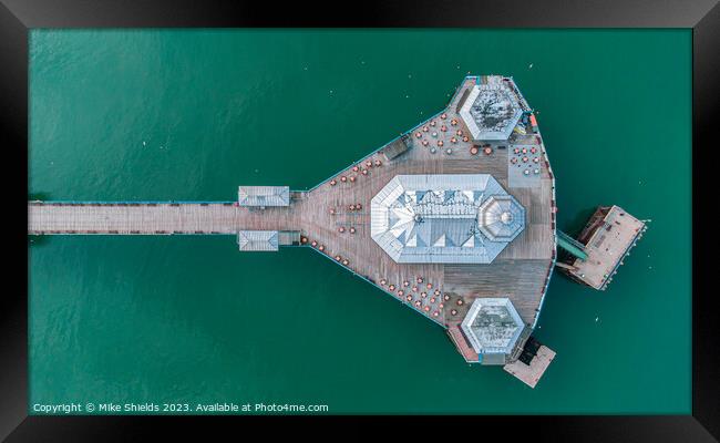 Top Down Pier Framed Print by Mike Shields