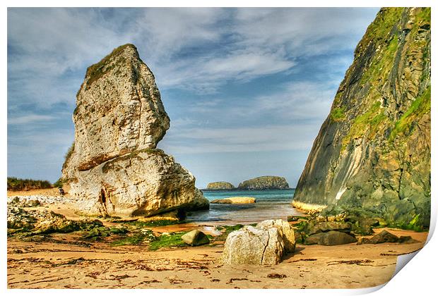 Secluded Cove at Ballintoy Print by David McFarland