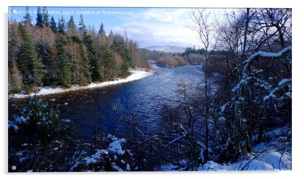 River Spey and River Aa'n in winter Acrylic by Phil Banks