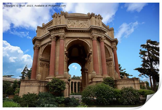 Palace of Fine Arts in San Francisco California Print by Arun 