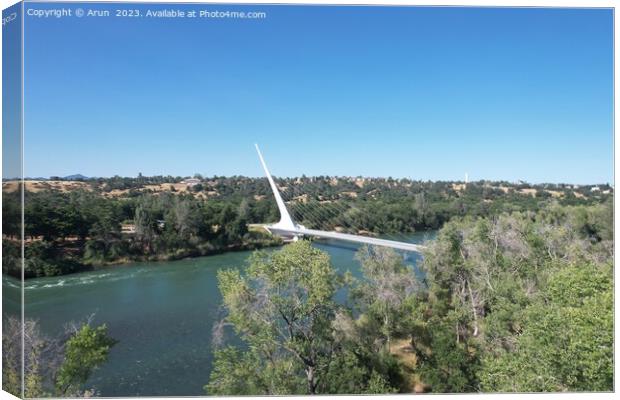 Aerial view of Sundial bridge in Redding california Canvas Print by Arun 