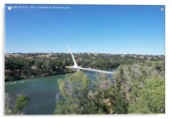 Aerial view of Sundial bridge in Redding california Acrylic by Arun 