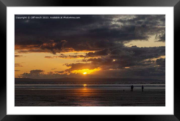 Quiet coastal sunset Framed Mounted Print by Cliff Kinch