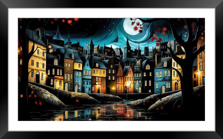 Moonlit Cotswolds Village Framed Mounted Print by Brian Tarr