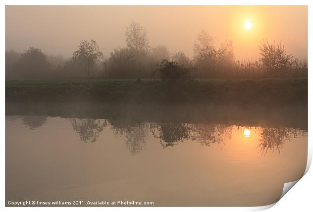 Misty morning Print by Linsey Williams