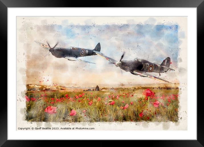 Flying over poppy field Framed Mounted Print by Geoff Beattie