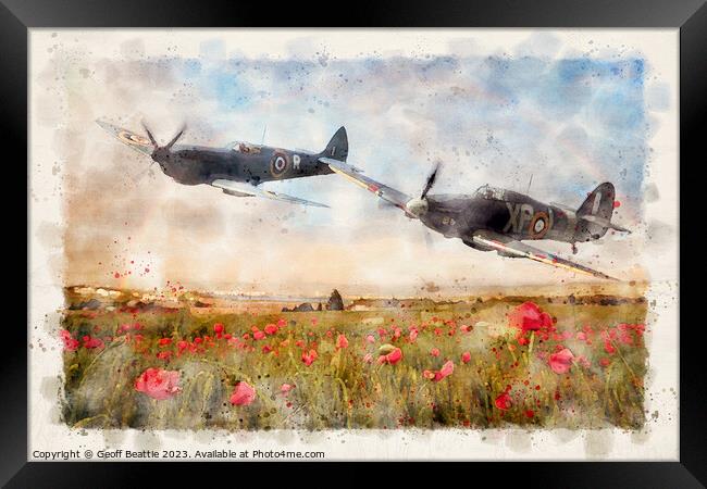 Flying over poppy field Framed Print by Geoff Beattie