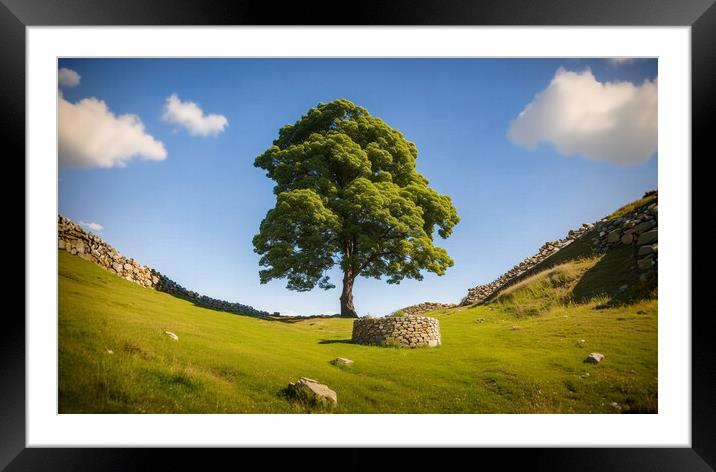 The famous sycamore gap Framed Mounted Print by Guido Parmiggiani
