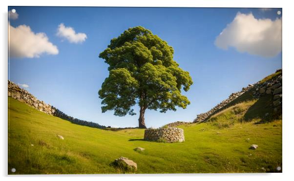 The famous sycamore gap Acrylic by Guido Parmiggiani