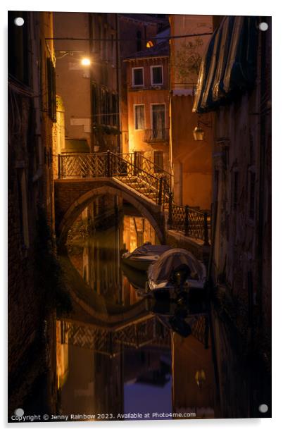 Night Magic of Venice - Ponte Storto 1 Acrylic by Jenny Rainbow