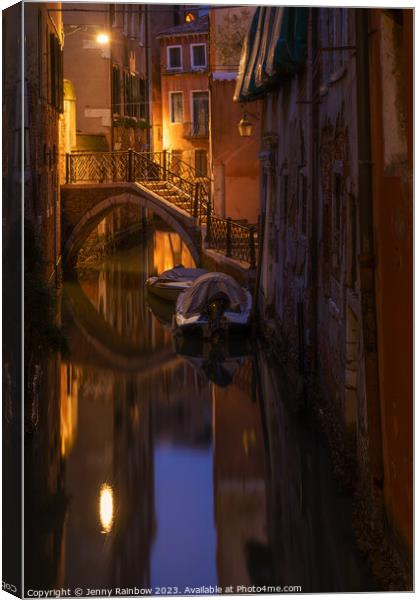 Night Magic of Venice - Ponte Storto 4 Canvas Print by Jenny Rainbow
