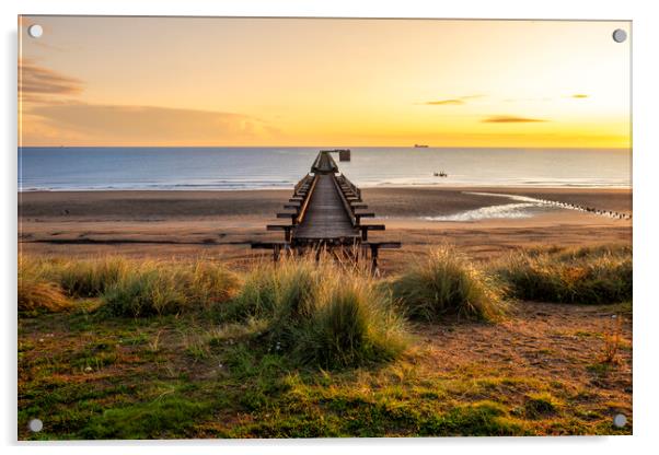 Steetley Pier Sunrise Acrylic by Steve Smith