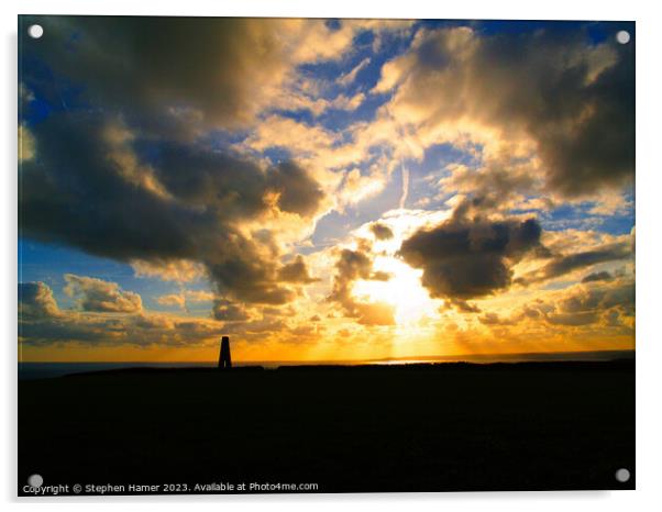Sunset and Daymark Tower Acrylic by Stephen Hamer