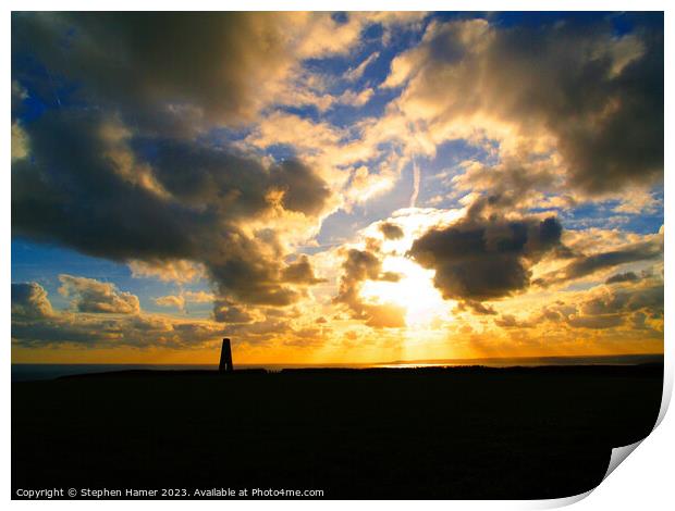 Sunset and Daymark Tower Print by Stephen Hamer